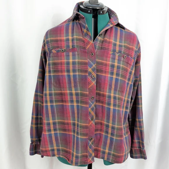Ladies' Vintage LL Bean Plaid Button Up Shirt - Picture 1 of 9